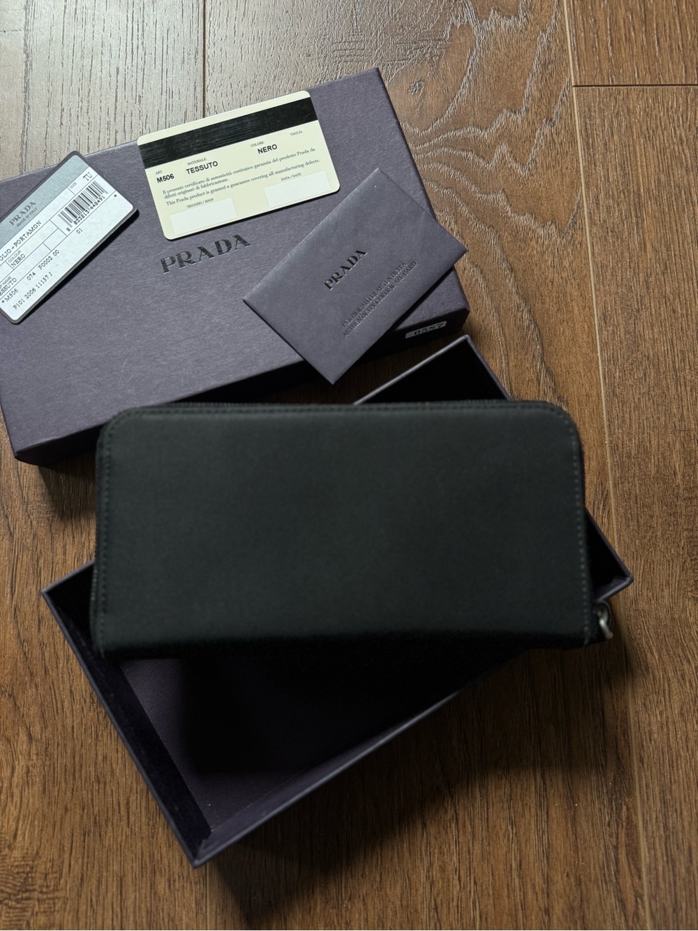 PRADA Zip Around Tessuto Nylon Wallet in black with silver triangle hardware - Picture 4 of 10